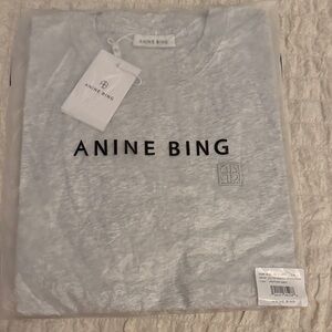 Anine Bing Lili Tee Framed Monogram Heather Grey Size S NWT